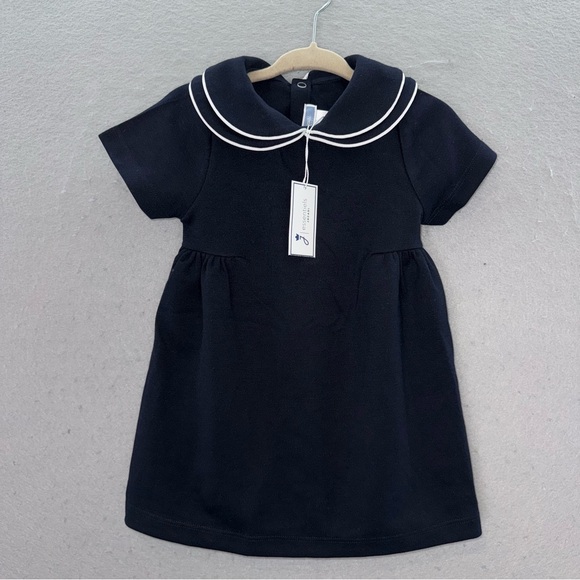 Jacadi Other - Jacadi NWT Toddler Navy blue Giselle collared short sleeve knit dress 18 months